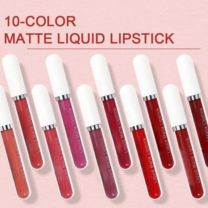 10Pcs Matte Waterproof  Long Lasting Lip Gloss